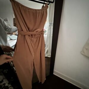 She + Sky Pleated Strapless Jumpsuit